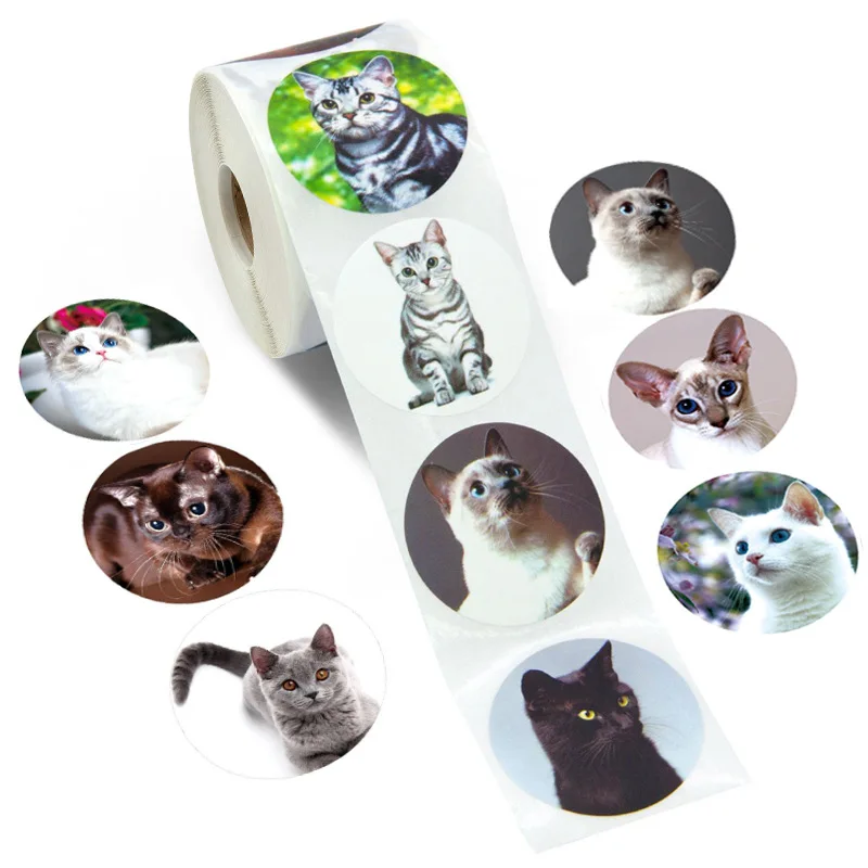 

100-500pcs Lovely Cat stickers Sealing labels Reward sticker for school teacher Cute animals kids stationery sticker Gift decor