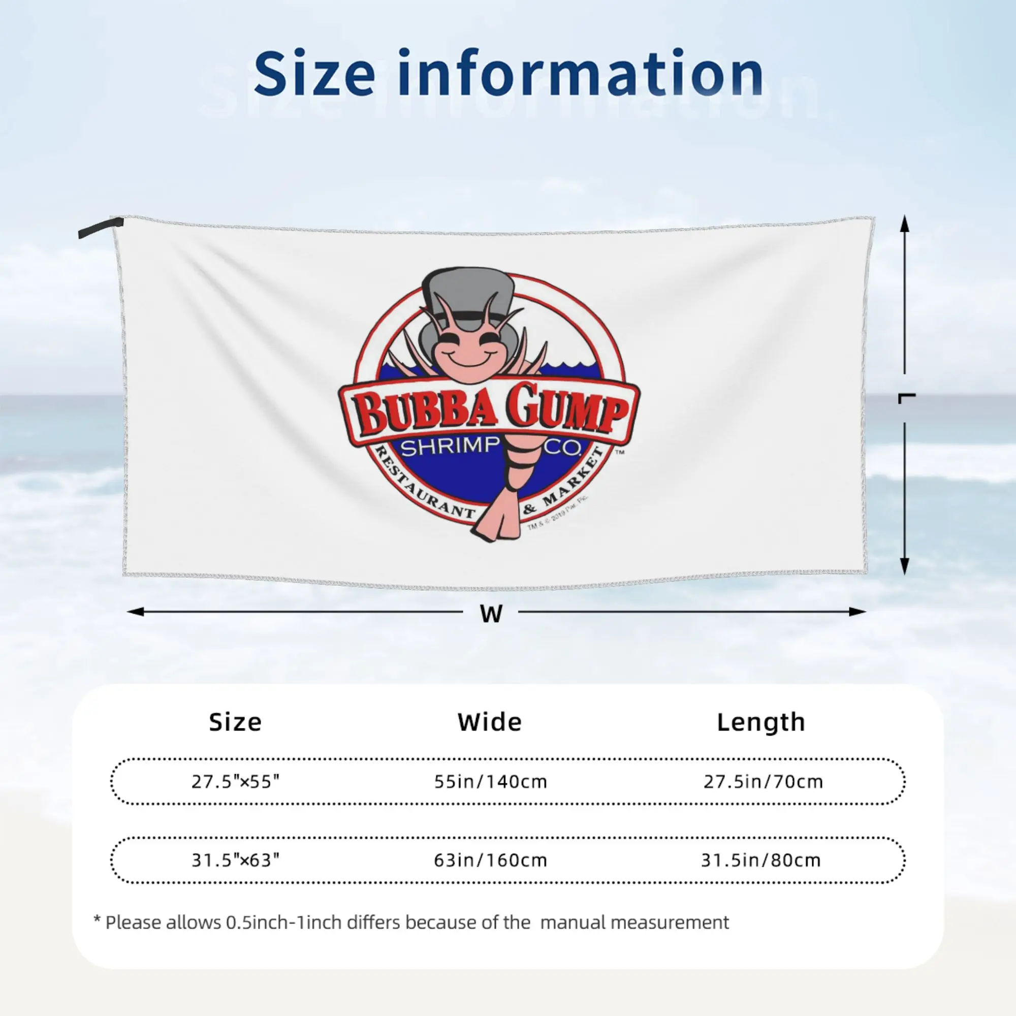 Пляжное полотенце Bubba Gump Forest Shrimp Seafood из мягкого микрофибера, быстросохнущее, впитывающее, для ванной (art.: 3920da11d645c) - 3920da11d645c