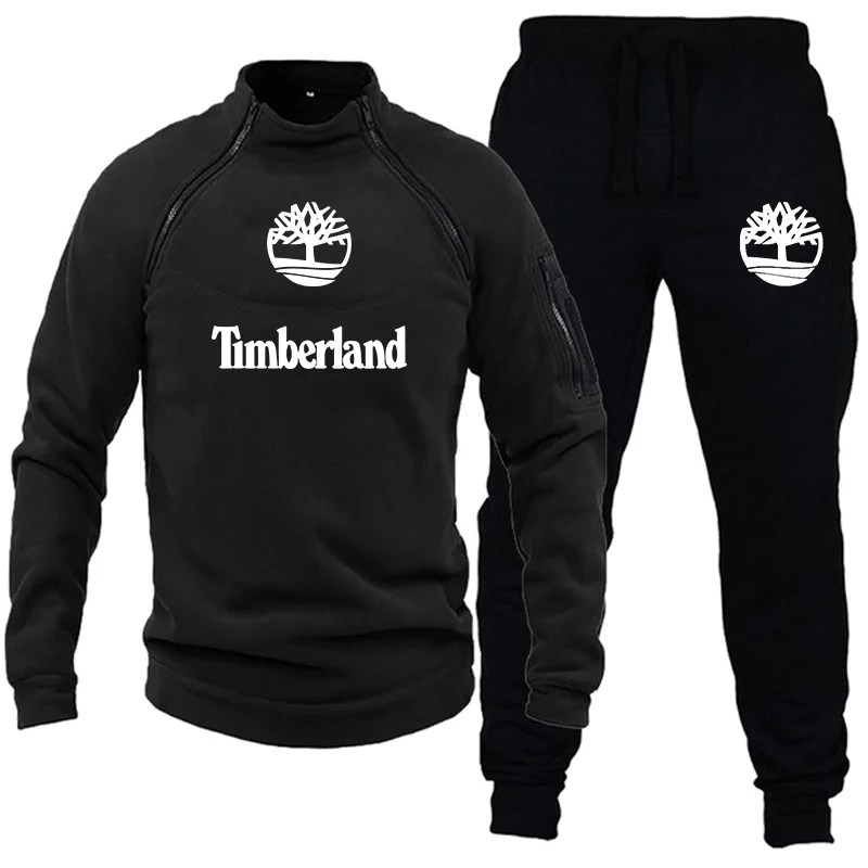 

Men's Outdoor Sweatshirt + Pants Two-piece Luxury Printed Fitness Suit Casual Tactical Polar Windproof Warm Zipper Pullover