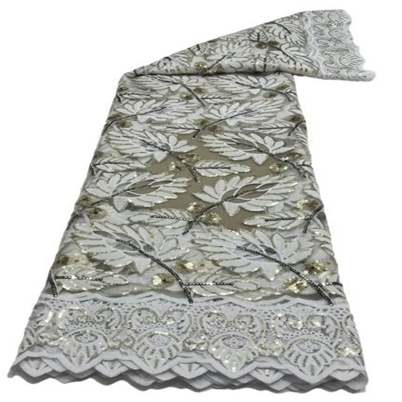 

Блестящая французская молочная шелковая кружевная ткань 2022 белый/золотой Высококачественная африканская кружевная ткань для свадьбы