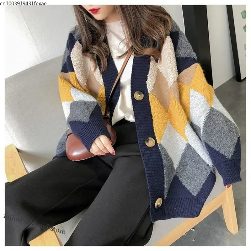 

Cardigan Sweater 2023 Spring And Autumn New Ins Popular Retro French Loose Knitted Cardigan Length Net Red Sweater Coat B012