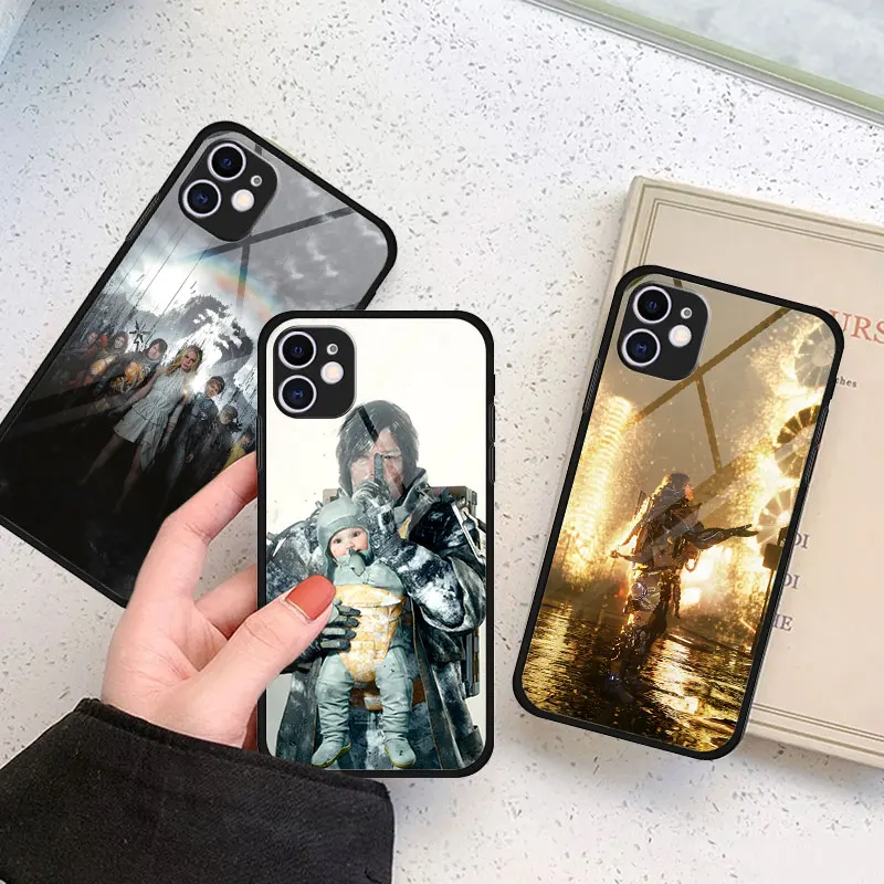 Фото Чехол из закаленного стекла для iPhone 17 16 13 15 12 Mini 16e 14 Pro Max 11 X XR 7 8 XS 6 6s Plus D-Death S-Stranding 2 №1