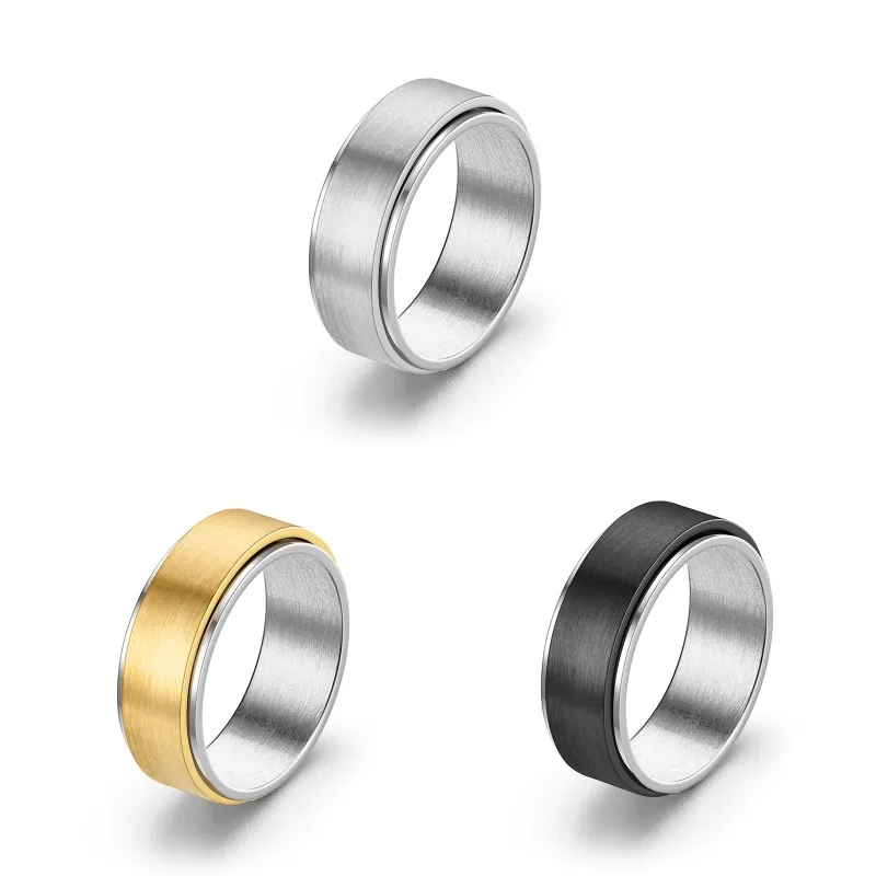 

Кольца мужские вращающиеся из титановой стали, простые обручальные, свадебные, рождественские подарки, аксессуары, ювелирные изделия, 8 мм