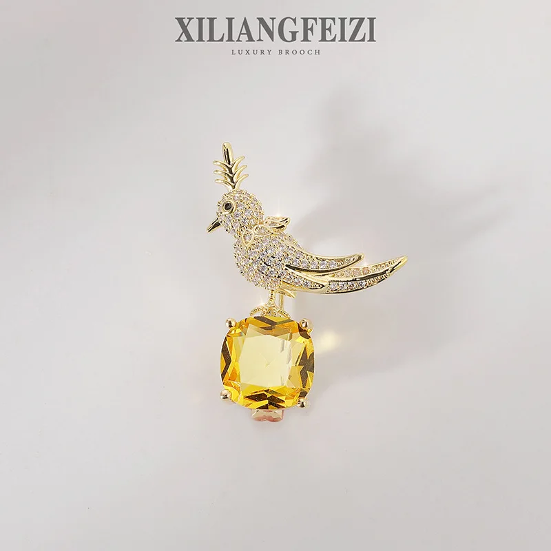 

Xiliang imperial concubine senior copper inlaid zircon Bird Brooch temperament coat clothing accessories pin gift Brooch