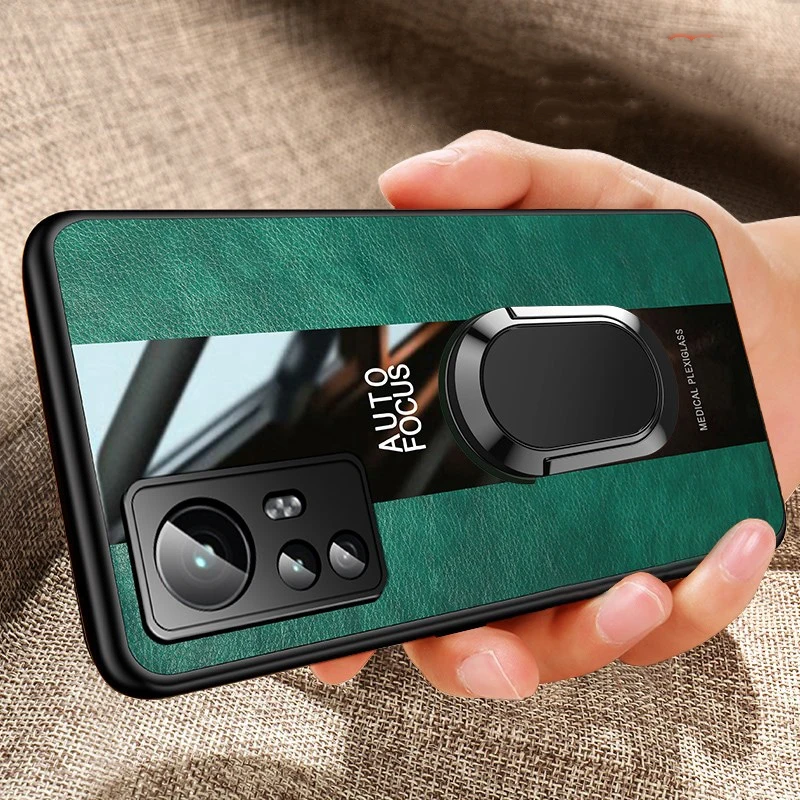 

Чехол для Xiaomi Mi 12T Pro, чехол из искусственной кожи с кольцом на палец для Xiaomi Mi 12T, противоударный Автомобильный кронштейн