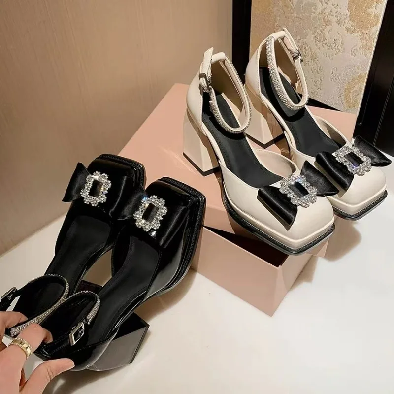 

New Designer Shoes Women Luxury Mary Jane Shoes Platform Pumps Women Square Toe Women Goth Thick Heels Shoes for Women