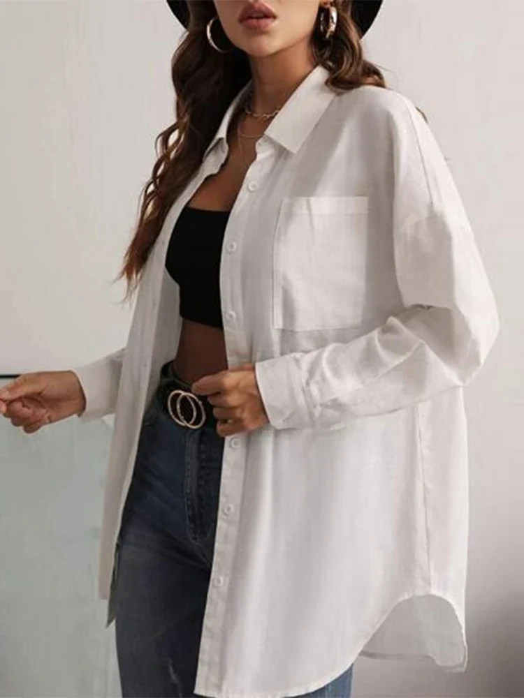 

VONDA Y2K женские элегантные топы 3 цветов Blusa Женская мешковатая блузка с длинным рукавом Женская богемная модная однотонная женская сорочка
