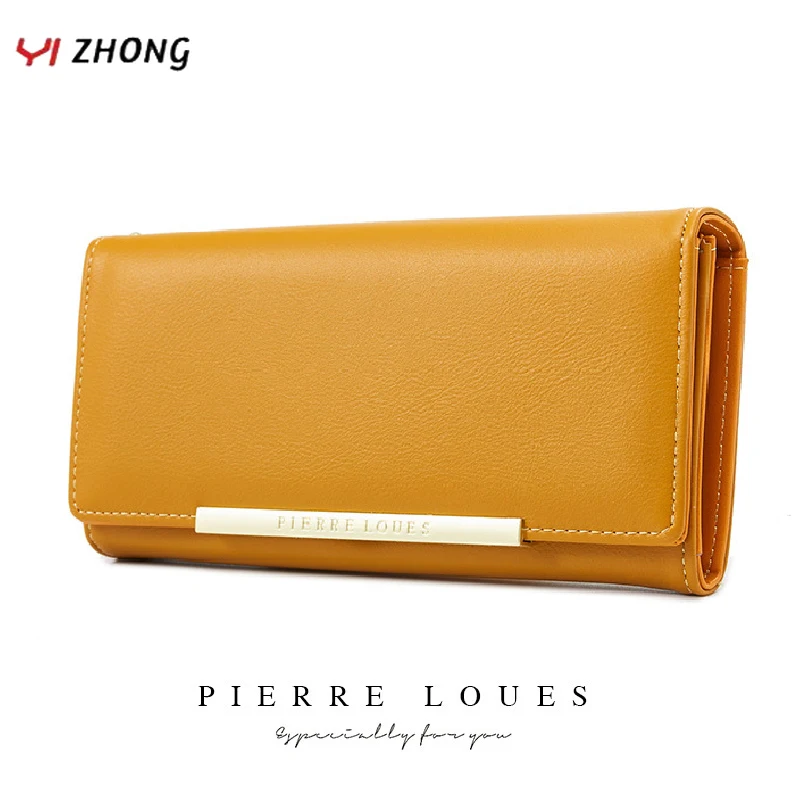yizhong leather luxury wallet for women many departments women wallets unisex card holder purse female purses long clutch bag free global shipping
