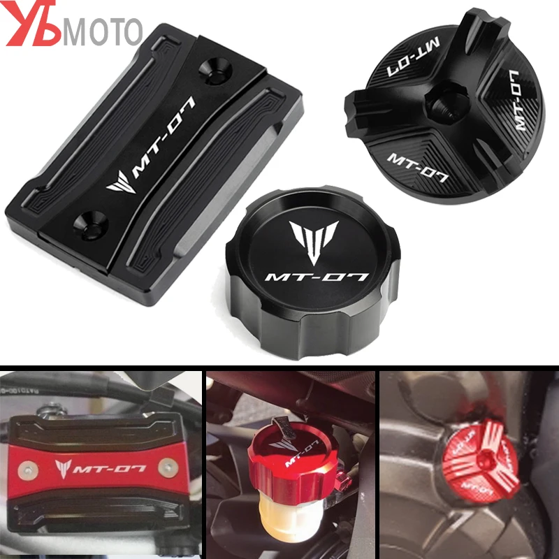 

For Yamaha MT07 2021 2022 MT 07 FZ07 2014-2020 Motorcycle CNC Front Rear Brake Fluid Reservoir Cover & Engine Oil Filler Cap