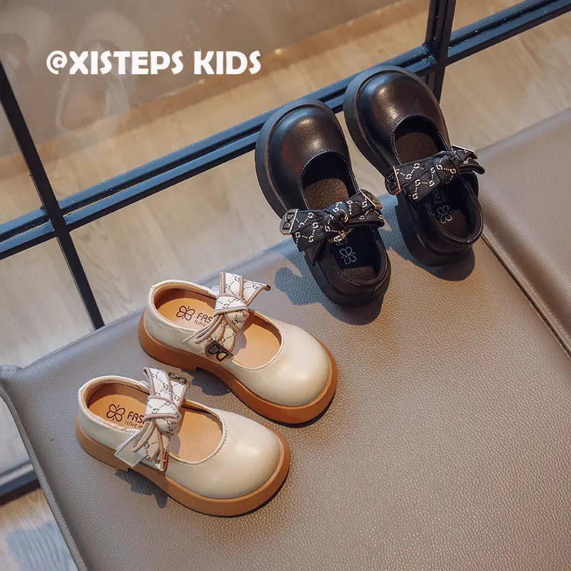 

Принцессы для девочек Кожаные классические туфли черные бежевые Нескользящие детские мягкие подошвы искусственная обувь для малышей Мэри Джейн туфли для девочек 2023
