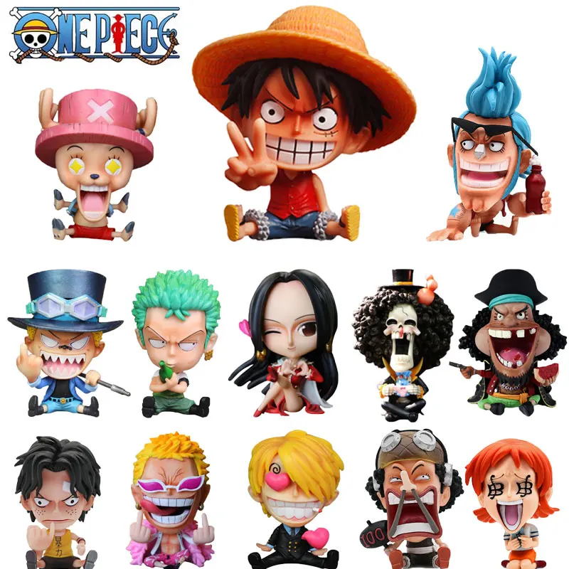 

8CM Anime One Piece Figure Roronoa Zoro Monkey D. Luffy Boa·Hancock Cute Toys Q Figurals Nendoroid Car Decoration Model