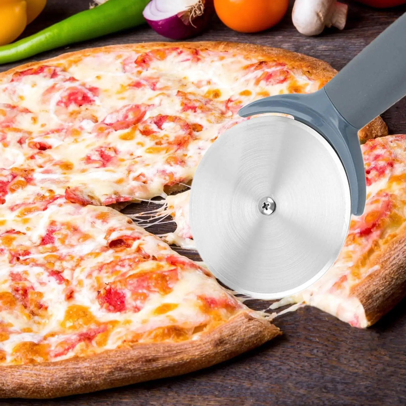 

Pizza Knife Wheels Kitchen Bar Accessories Stainless Steel With Finger Protector Pizza Cutter Cheese Pancakes Cookie Cake Roller