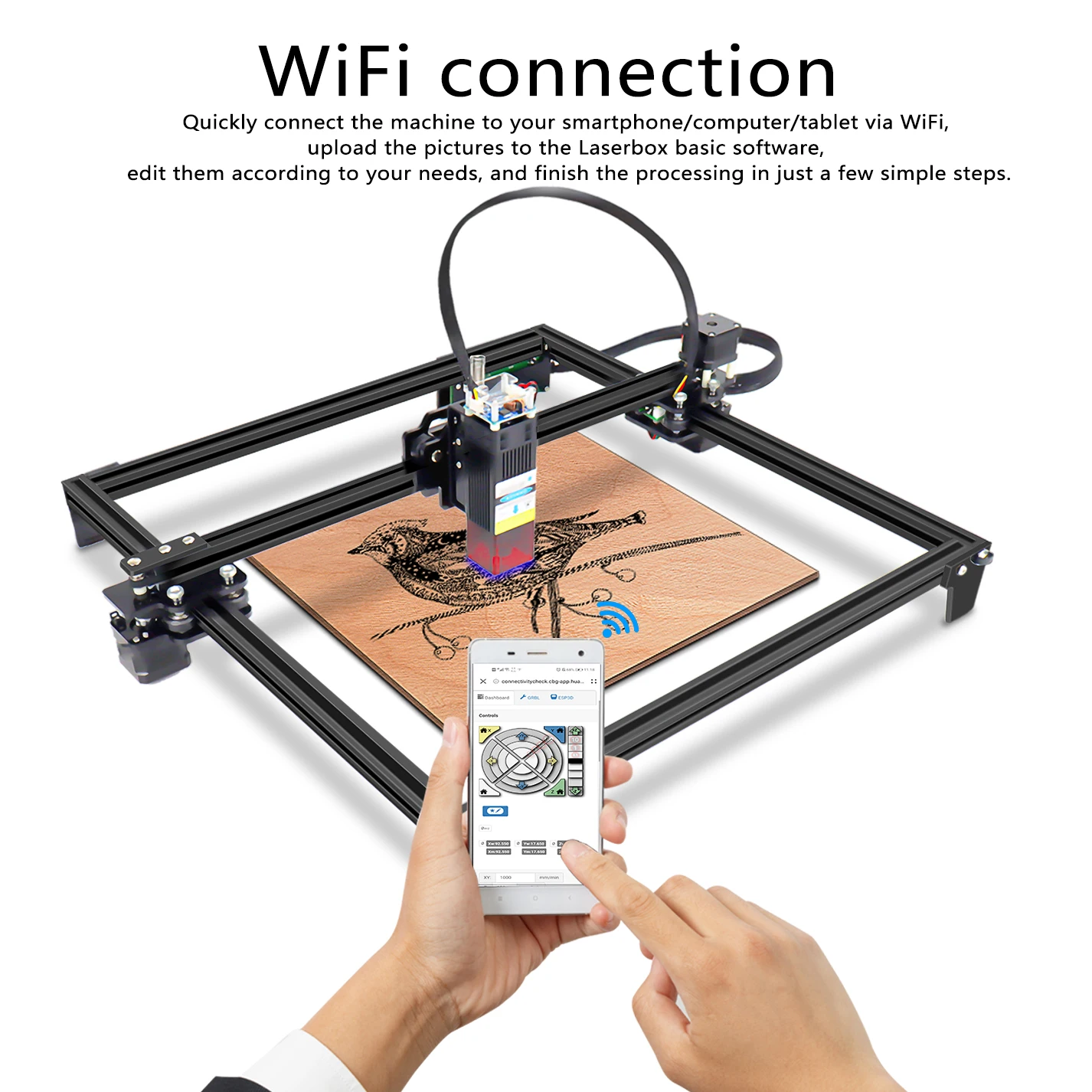 Лазерный гравировальный станок ZBAITU M37 30/40/80 Вт 37x37см Aera 32-битный MCU Wi-Fi/автономный