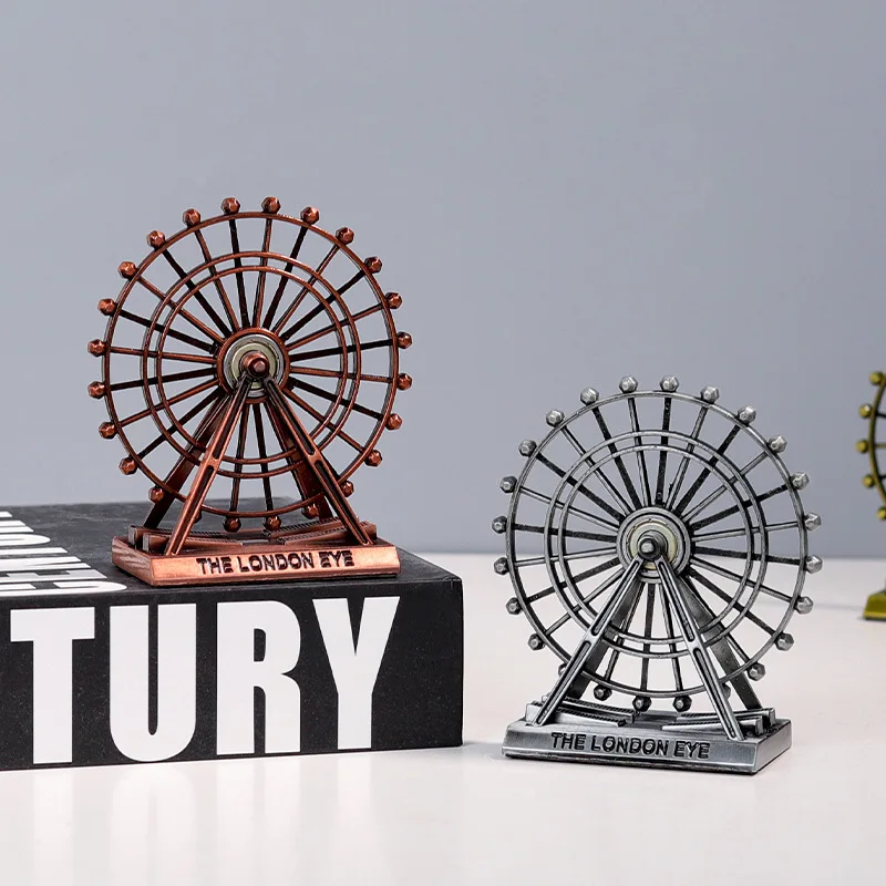 

Metal Ferris Wheel Ornament The London Eye Iron Architecture Statue Pendulum Stand Birthday Gift Home Decoration Accessories