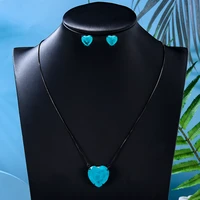 missvikki new trendy opal heart pendant earrings necklace jewelry set ladies women wedding fine super new design fashion