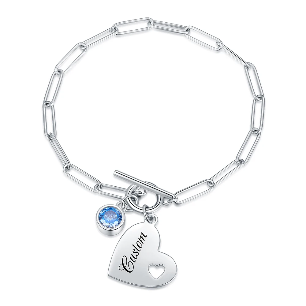 Браслет женский из серебра 925 пробы с гравировкой имени на день рождения