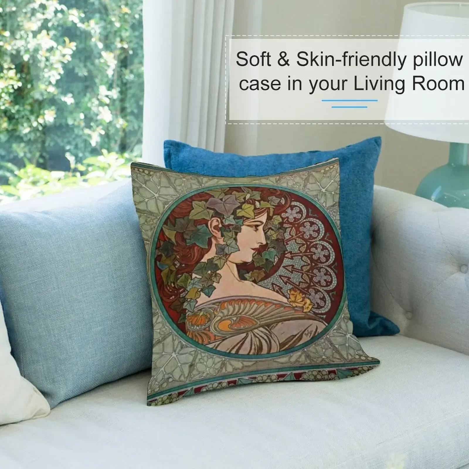 Альфонс Муха - плющ 1860 1939 Декоративная подушка для дивана Декоративные подушки