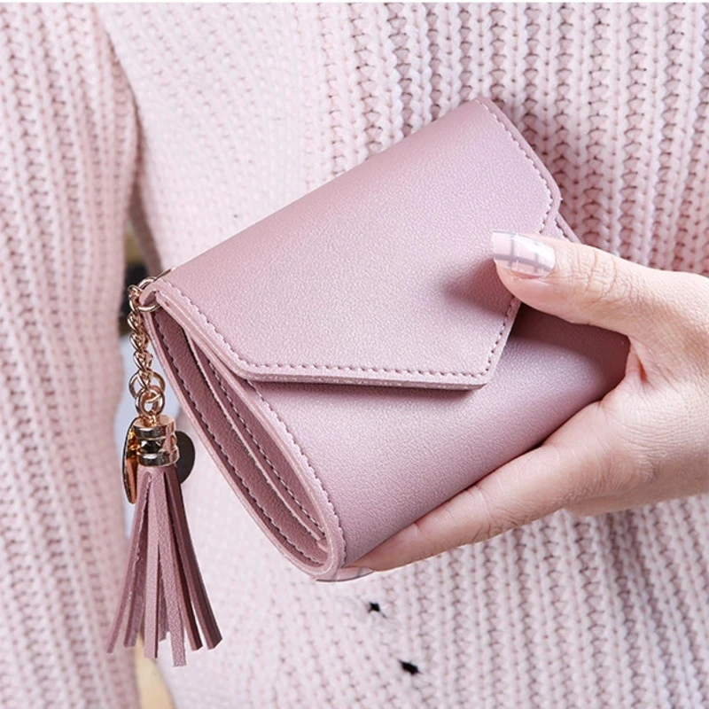 

SHISHI Short Tassel Wallet Women Fashion Purse Female Mini s New Korean Students Lovely Small for Girl