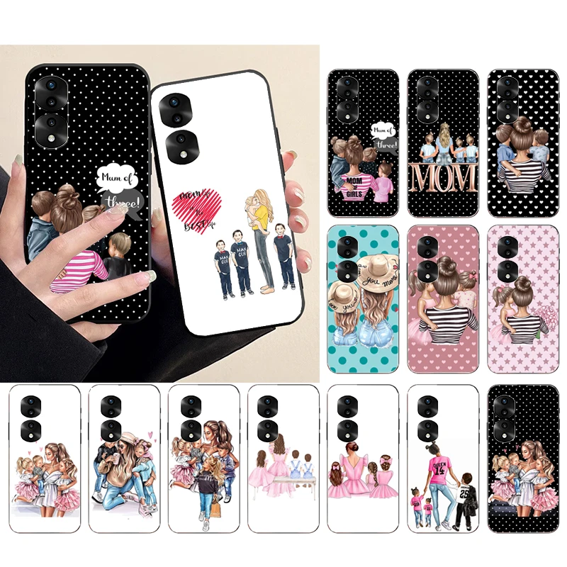 

Mom Son Daughter Phone Case for Huawei Honor X9 X8 X7 X6 70 50 60 Pro 10X 20 Lite 8A 8S 8X 9X 9A 9S 10i Funda