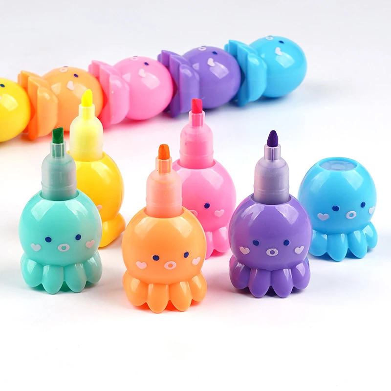 

5 Colors Octopus Fluorescent Marker Pen Set Highlighter Pens Painting Highlight