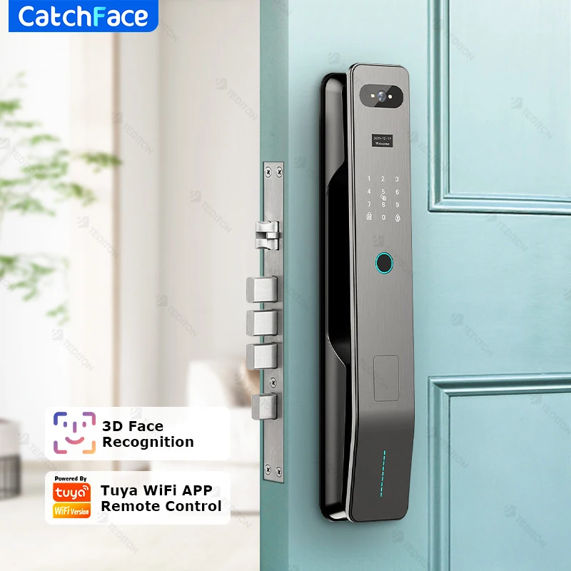 Infrared 3D Recognition Door Lock Front Door Security Lock Digit Door Lock Door-Viewer Camera And Built-In Doorbell