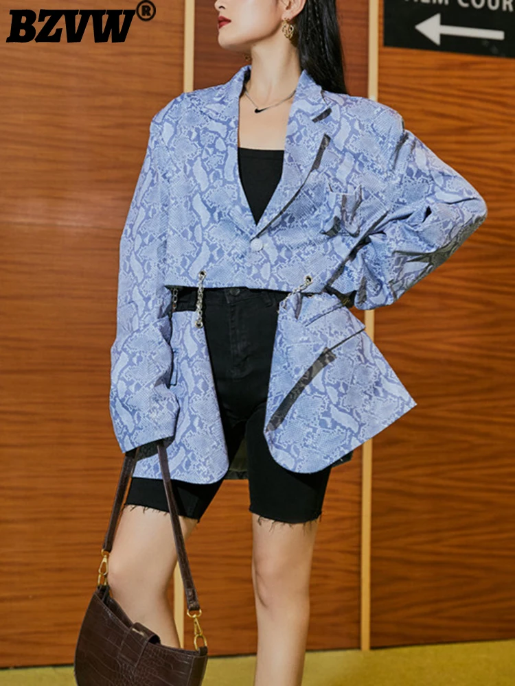 

BZVW Fashion Gingham Chain Designer Long Sleeve Blazers For Women Single Button Loose Niche Trend Suit Female 2023 New 25X0244