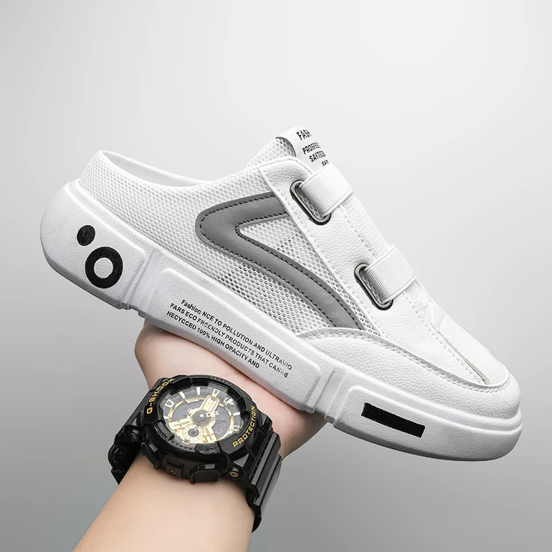 Summer Men's Youth Trend Slipper Mesh Half Shoes Men's Slippers Men's Casual Shoes Fashionable Light Comfortable And Breathable