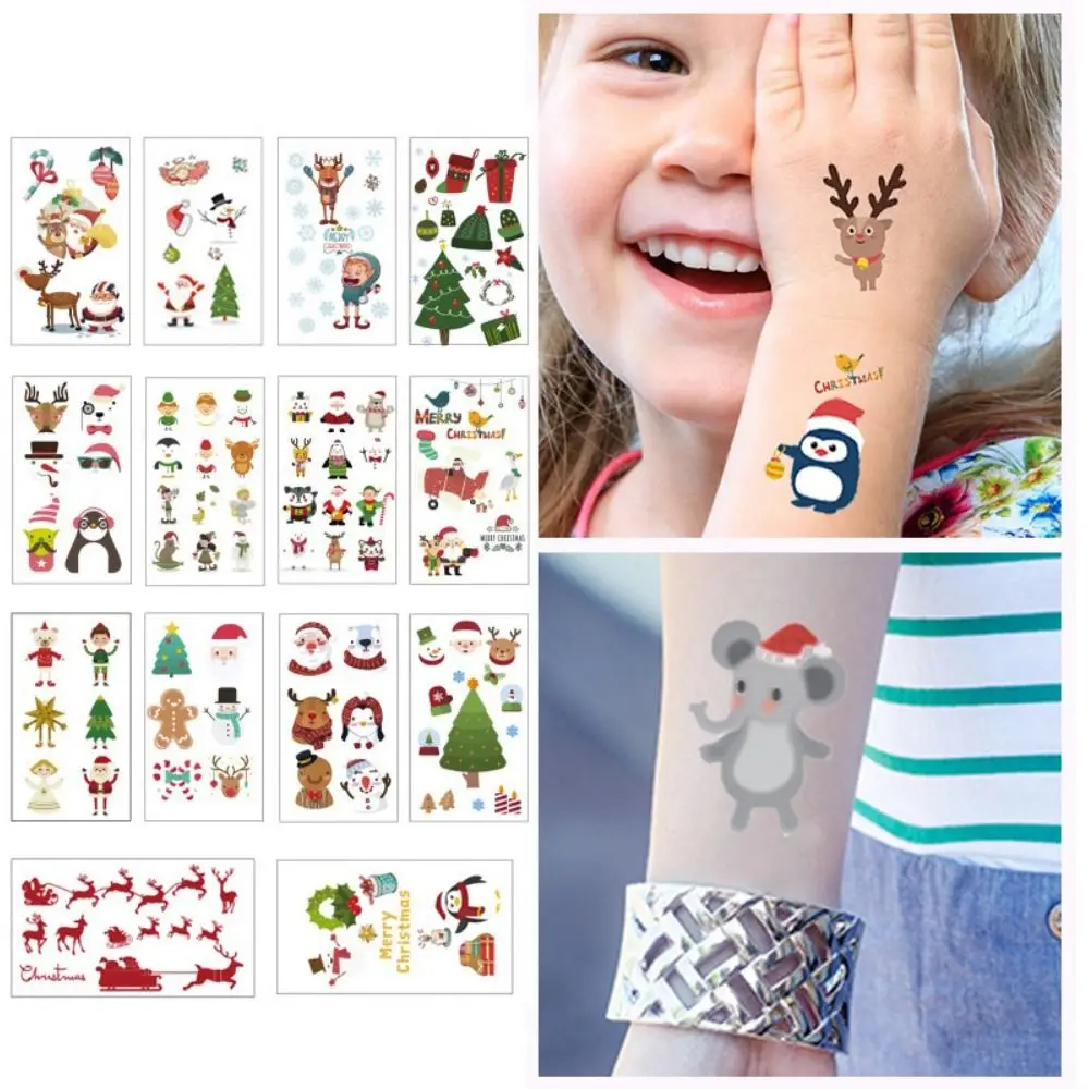 

30 шт. подарки, переводки, временные новогодние и новогодние боди-арт, детские наклейки, Санта-Клаус, рождественские наклейки с татуировками