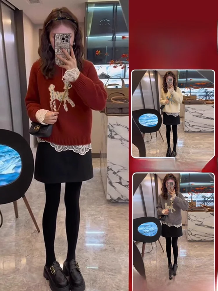 Осенне-зимний свитер соответствующий полный комплект новинка 2024 корейская серия