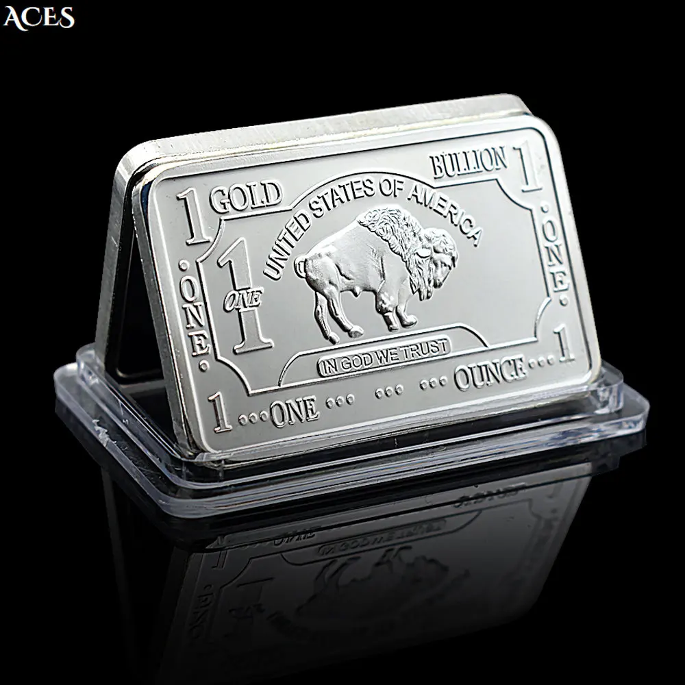 

United States 1 Troy Ounce bar American Buffalo Silver Bullion Bar Replica Coin In Capsule Art Worth Collection