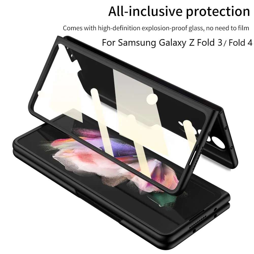 

2023 New Ultra-thin Dropproof Folding Phone Case For Samsung Galaxy Z Fold 3/Fold 4 5G Case Cover With HD Tempered Glass
