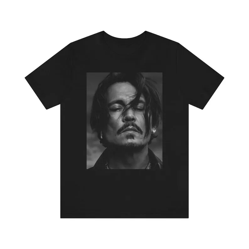 

Johnny Depp T-Shirt Aesthetic Premium men Crew Neck T-Shirt Aesthetic Clothing Birthday Gift Minimalist Streetwear Tee
