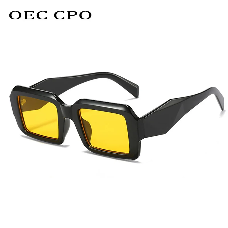 

OEC CPO Fashion Punk Square Sunglasses Women Trends Yellow Color Sun Glasses For Men Shades Rectangle Eyewear UV400 Eyeglasses