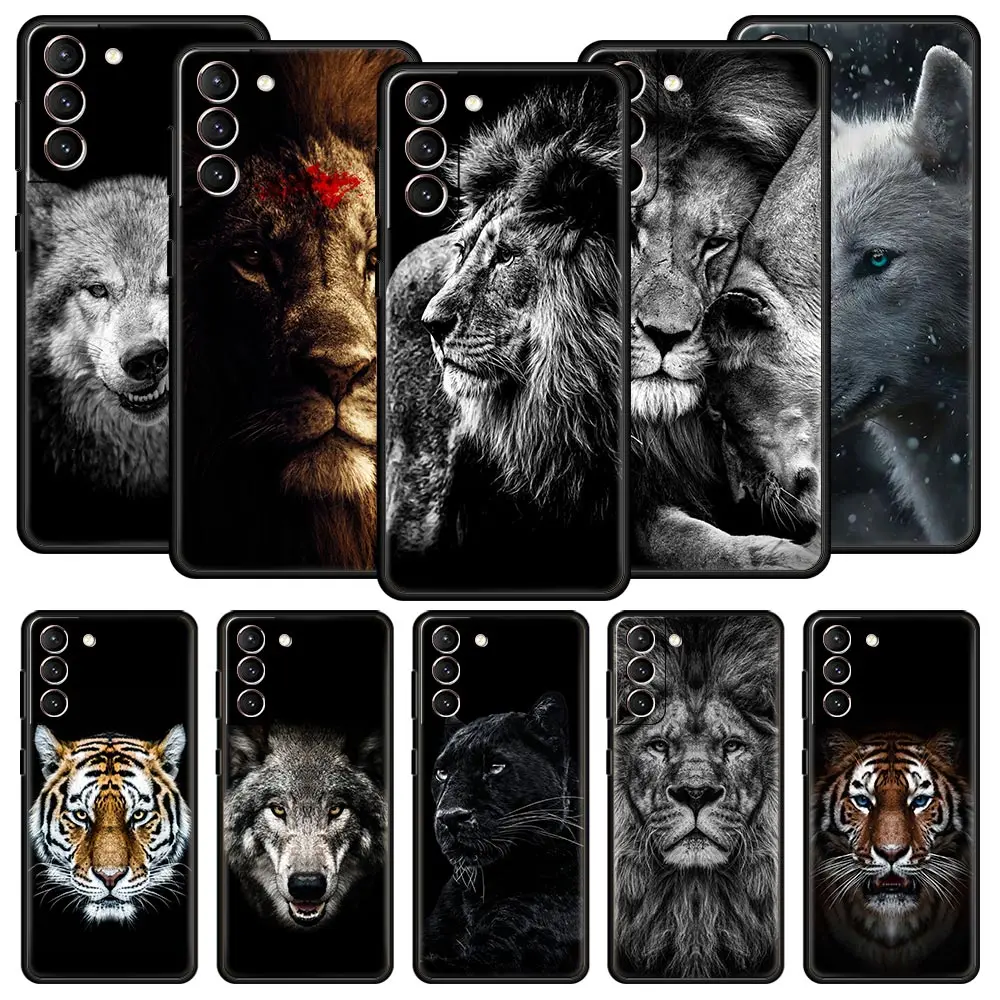 

Black Cheetah Tiger Lion Animals Phone Case For Samsung Galaxy S23 S22 Ultra S20 S21 FE 5G S10 S9 Plus S10E S8 S7 Edge TPU Cover