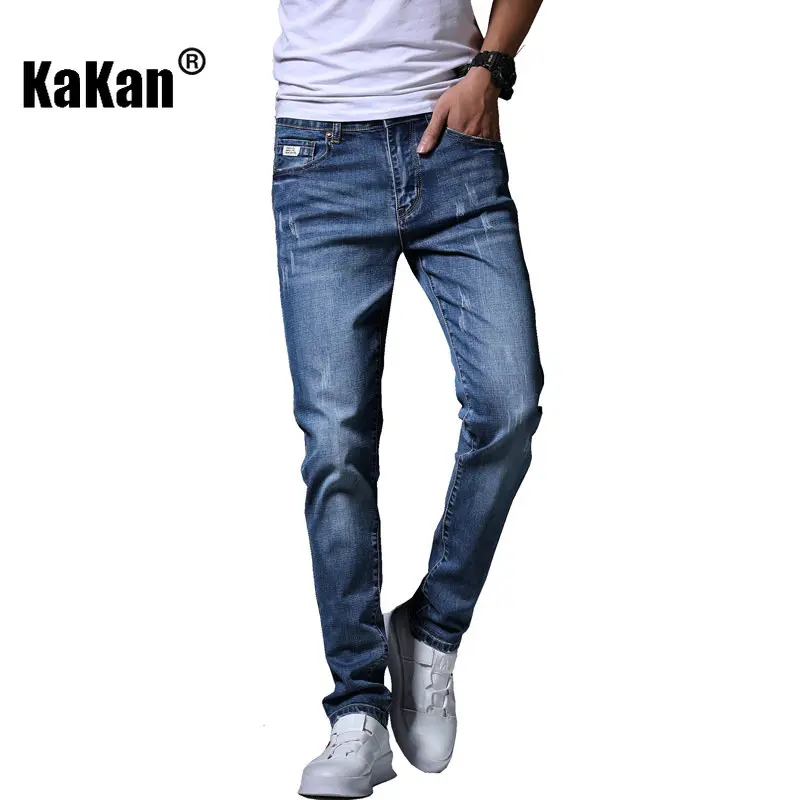 Kakan - New Spring/Summer Stretch Men's Jeans for Men, Korean Fit Versatile Small Feet New Trend Casual Long Jeans K31-1989