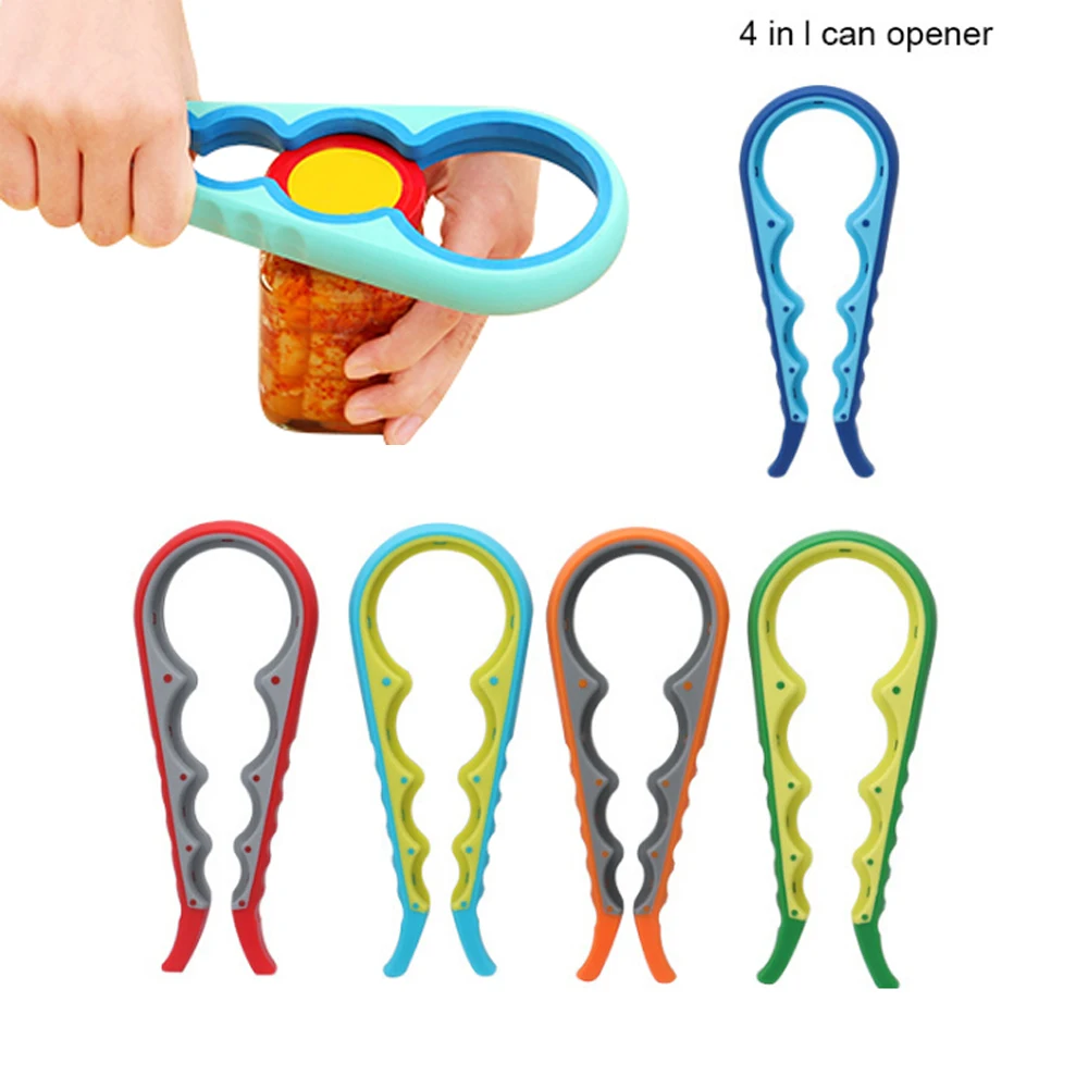 

1PCS Lid Jar Opener 4 In 1 Handy Screw Cap Jar Openers Multi Purpose Can Opener Bottle Lid Grip Wrench Bottle Kitchen Gadgets