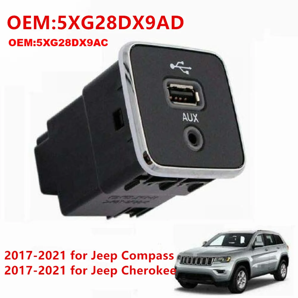 

Front Charging Port USB AUX Audio Interface 5XG28DX9AD 5XG28DX9AC For Jeep Cherokee Compass 2017-2021 Car Accessories