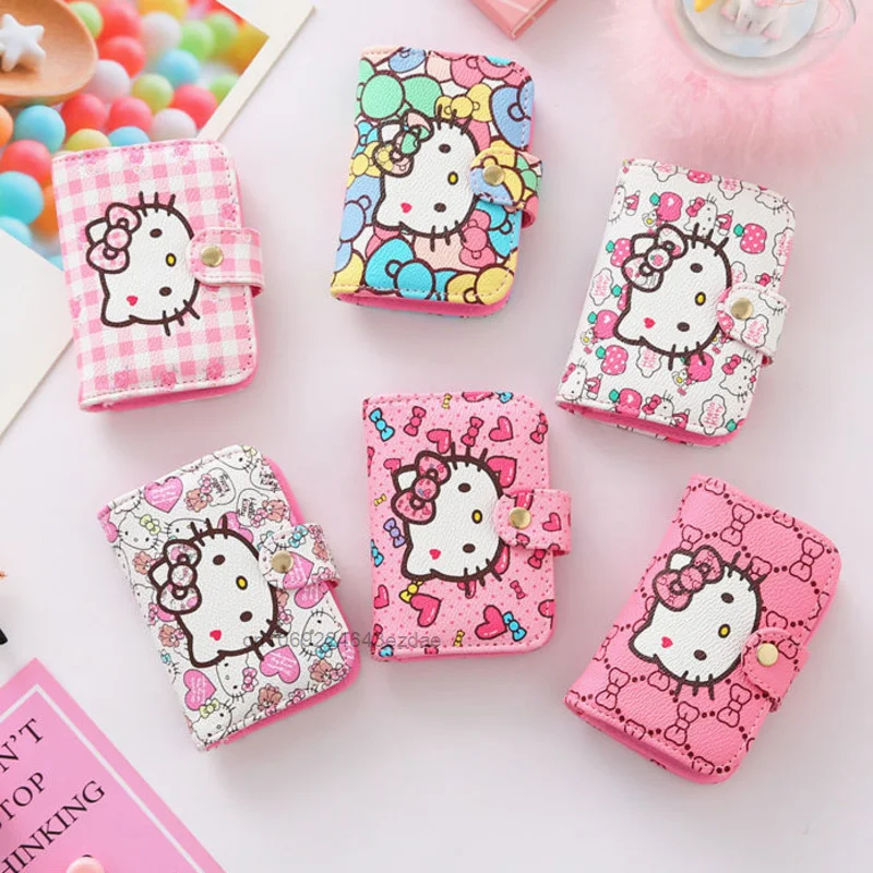 Кошелек модного дизайна Sanrio Cartoon для женщин Hello Kitty Карточные сумки Симпатичный печатный кошелек для монет Корейский стиль Кавай Эстетичная сумка.