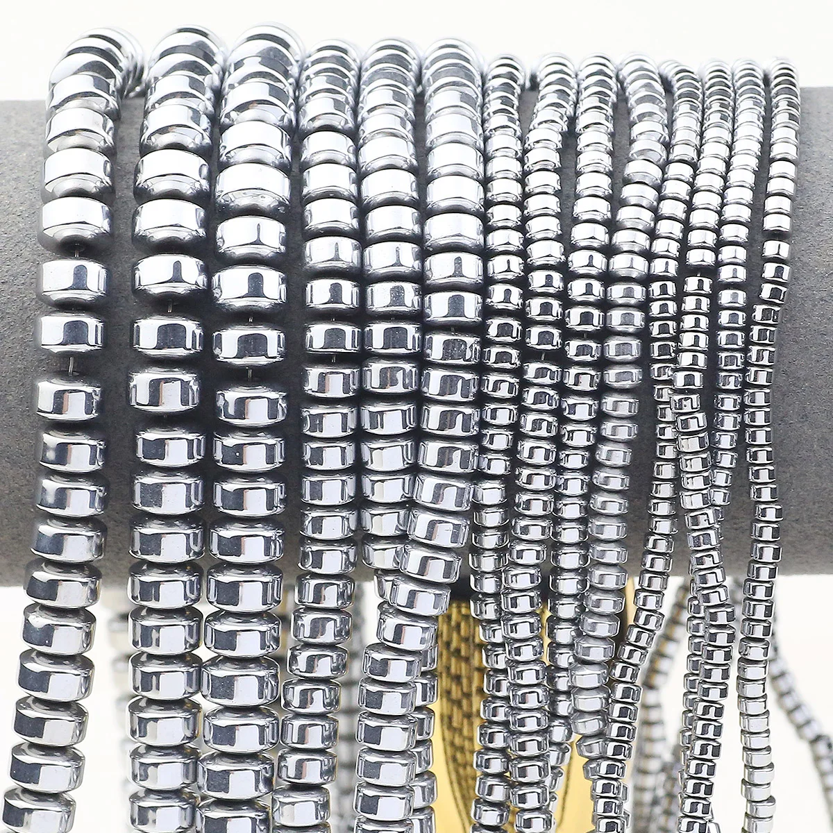 Серебристый гематит антикварные бусины плоские цилиндрические разделители