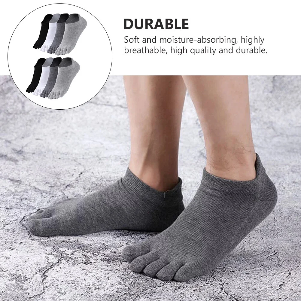 4 Pairs Low Cut Socks Skin-friendly Mens Toe Cotton Simple Five-toed Man Sports