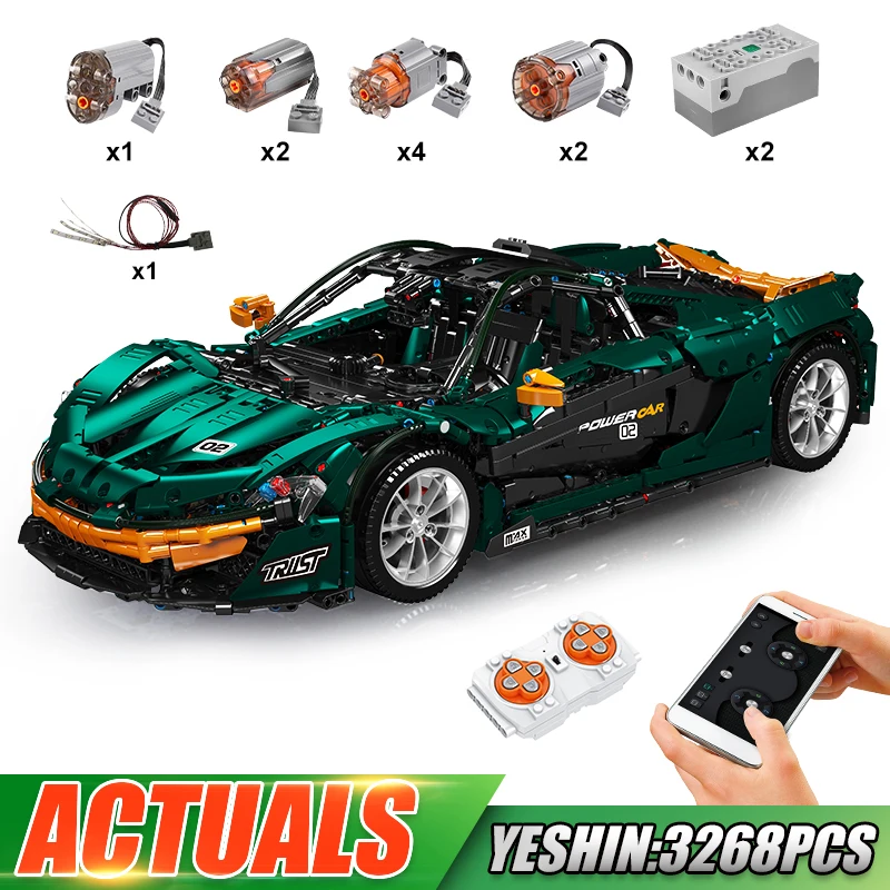 

Mould King Technical Super Car Toys the Green McLarens P1 Hypercar 1:8 Assembly Building Blocks Construction Toys for Adults