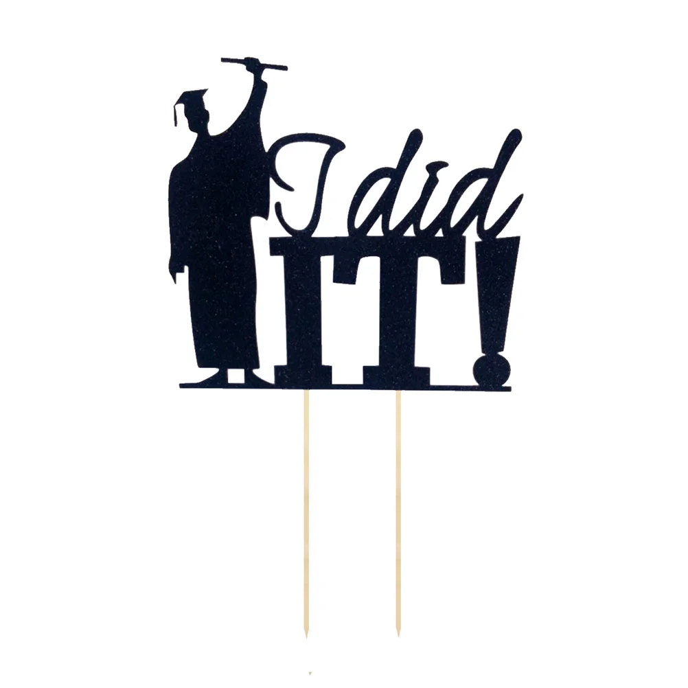 

Graduationit I Did Black Cupcake Toppers Picks Classdecoration Decorationsparty Centerpieces Tables Supplies Cap Personalized