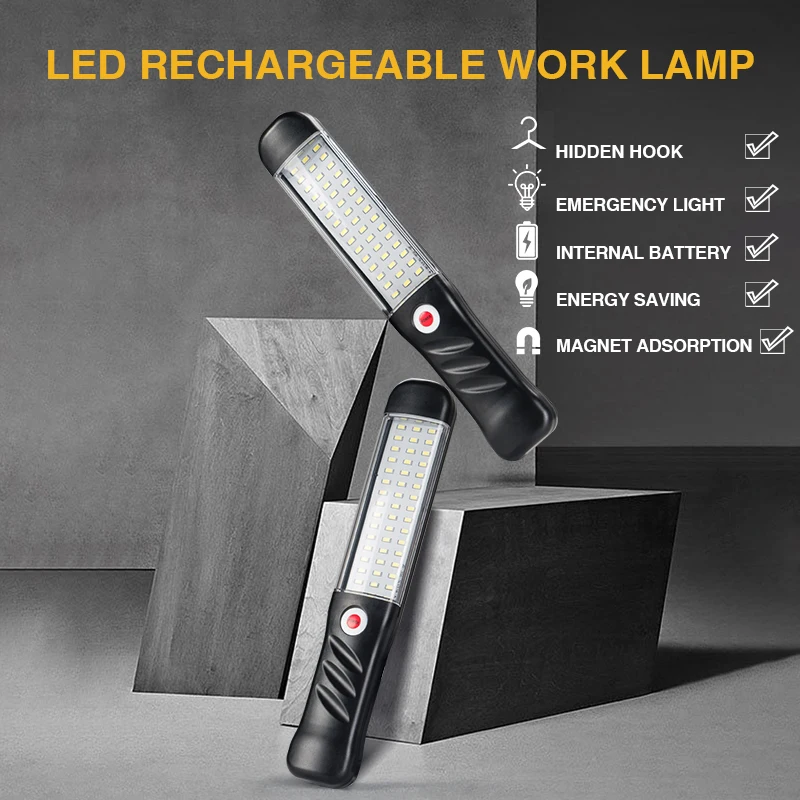 LED Work Light Camping Lantern 3 Modes Emergency Light USB Rechargeable Work Lamp with Magnet Hook Waterproof Repair Lights