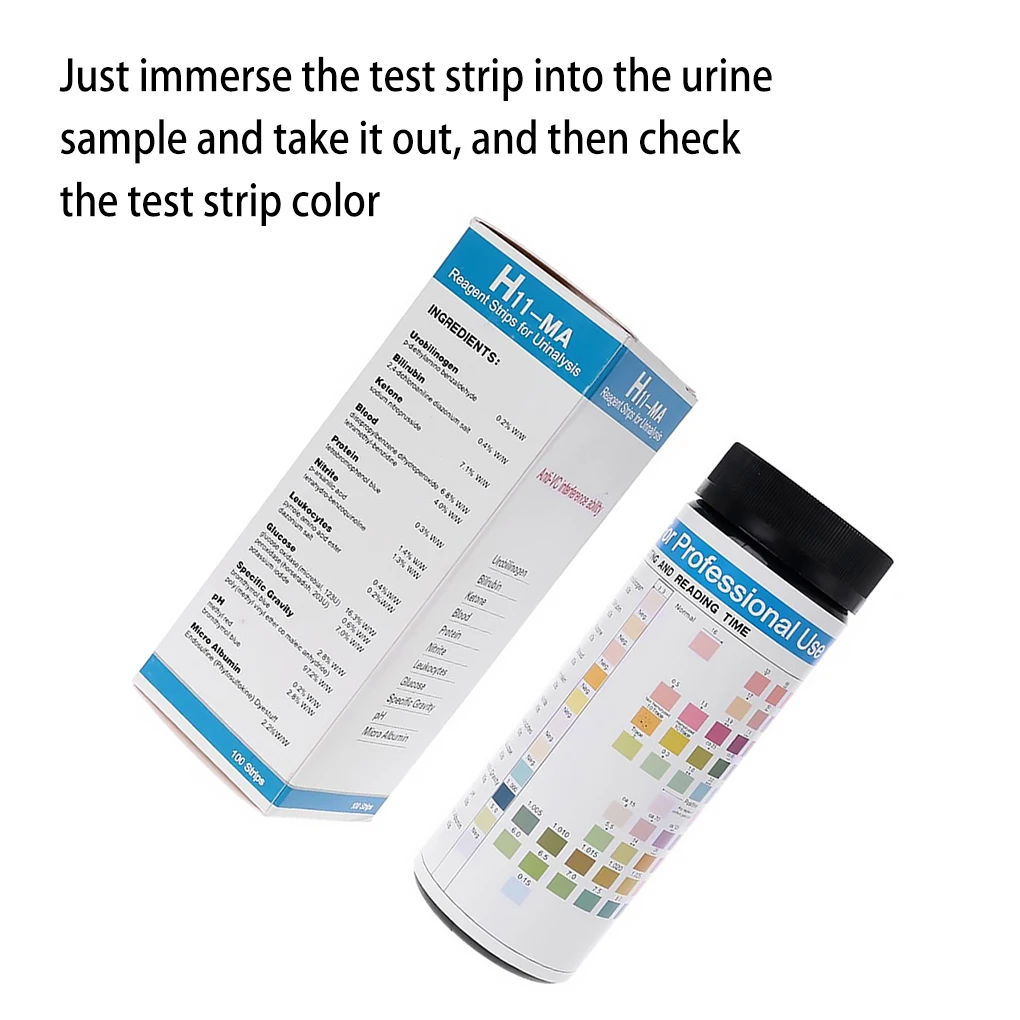 

100 Pieces Urine Sample Test Strip 11 Parameter Urinalysis Reagent PH Value Strips Healthy Diet Tester Clinic Supplies