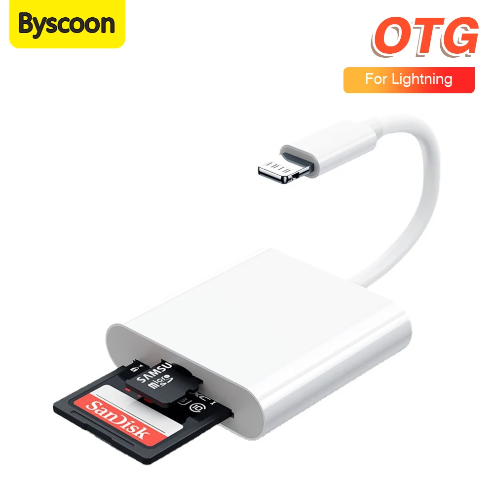 Byscoon 2 в 1 USB-устройство для чтения TF SD-карт Apple iPhone 14 13 12 Pro Max 3 0 OTG адаптер камеры