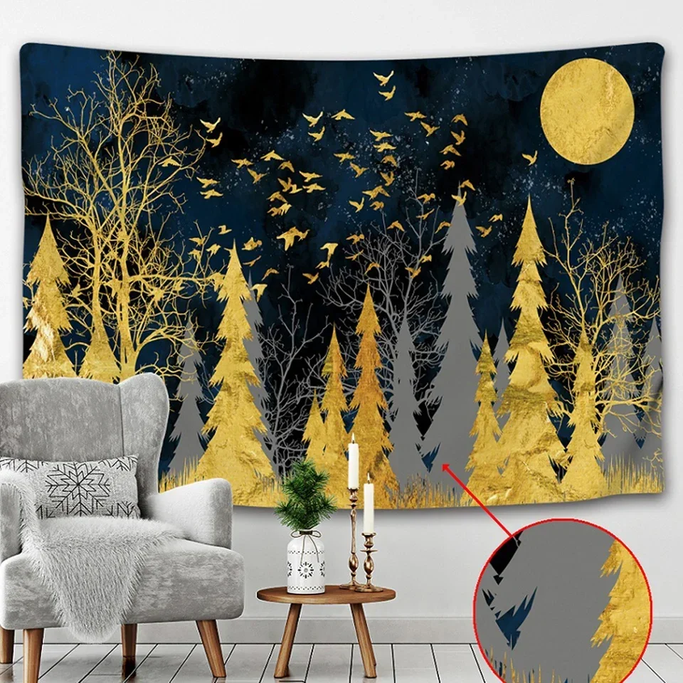 Красивый настенный гобелен в виде леса для гостиной искусство Мандала фон ткань