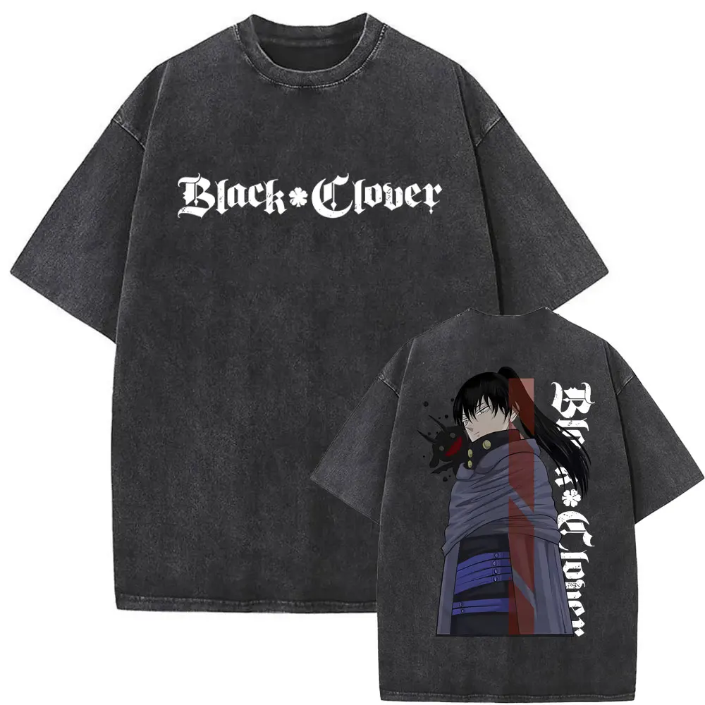 

Washed Vintage Anime Black Clover Nahato Fausuto Graphic T Shirt Men Manga Oversized Tees Streetwear Male Casual Cotton Tshirt