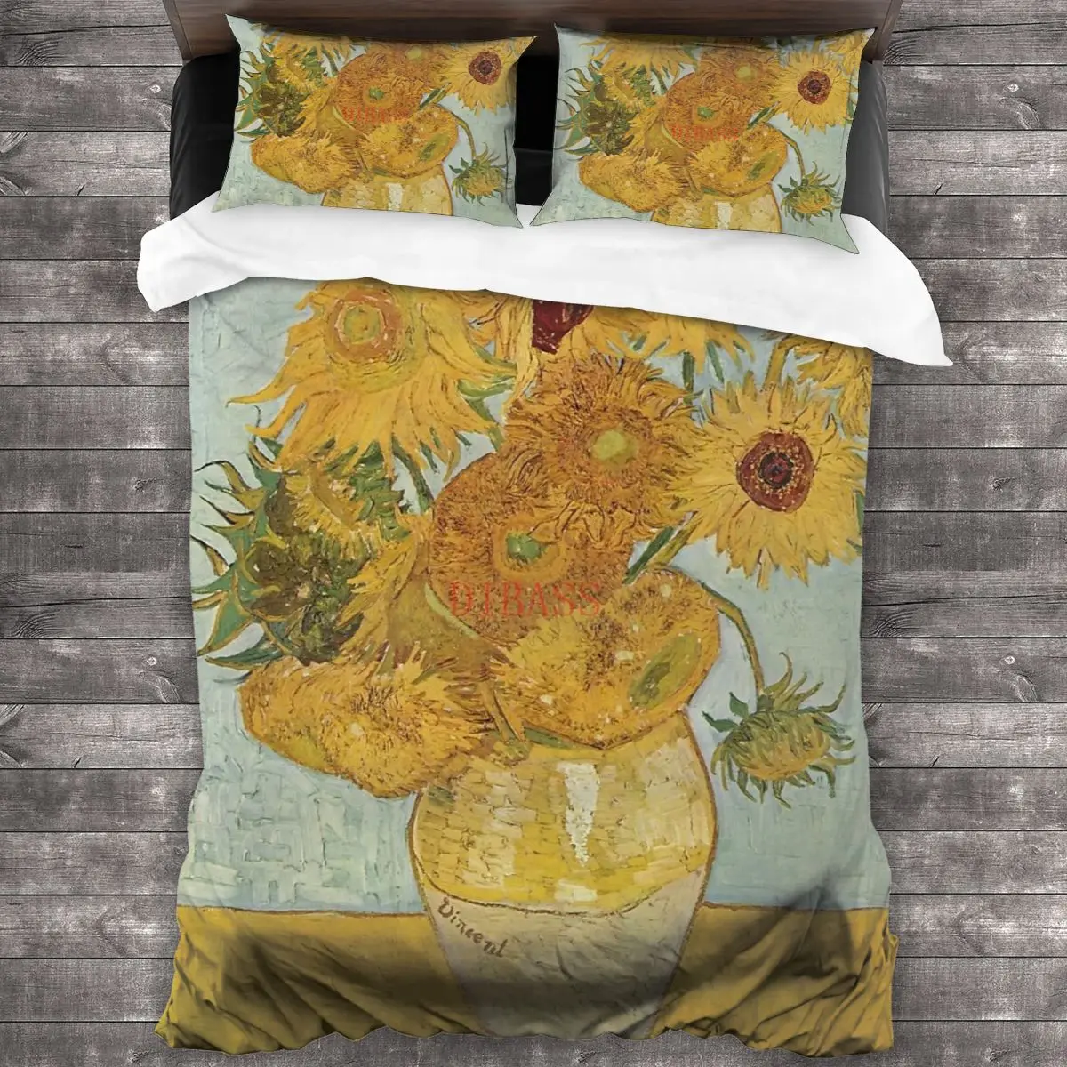 

Sunflowers Van Gogh Soft Microfiber Comforter Set with 2 Pillowcase, Quilt Cover With Zipper Closure King Size Comforter Cover