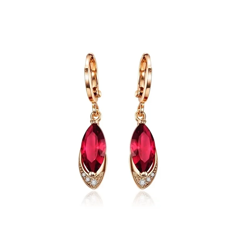 

14K Rose Gold Origin Ruby Drop Earring for Women Aros Mujer Oreja Natural Ruby Gemstone Orecchini 14K Rose Gold Bizuteria