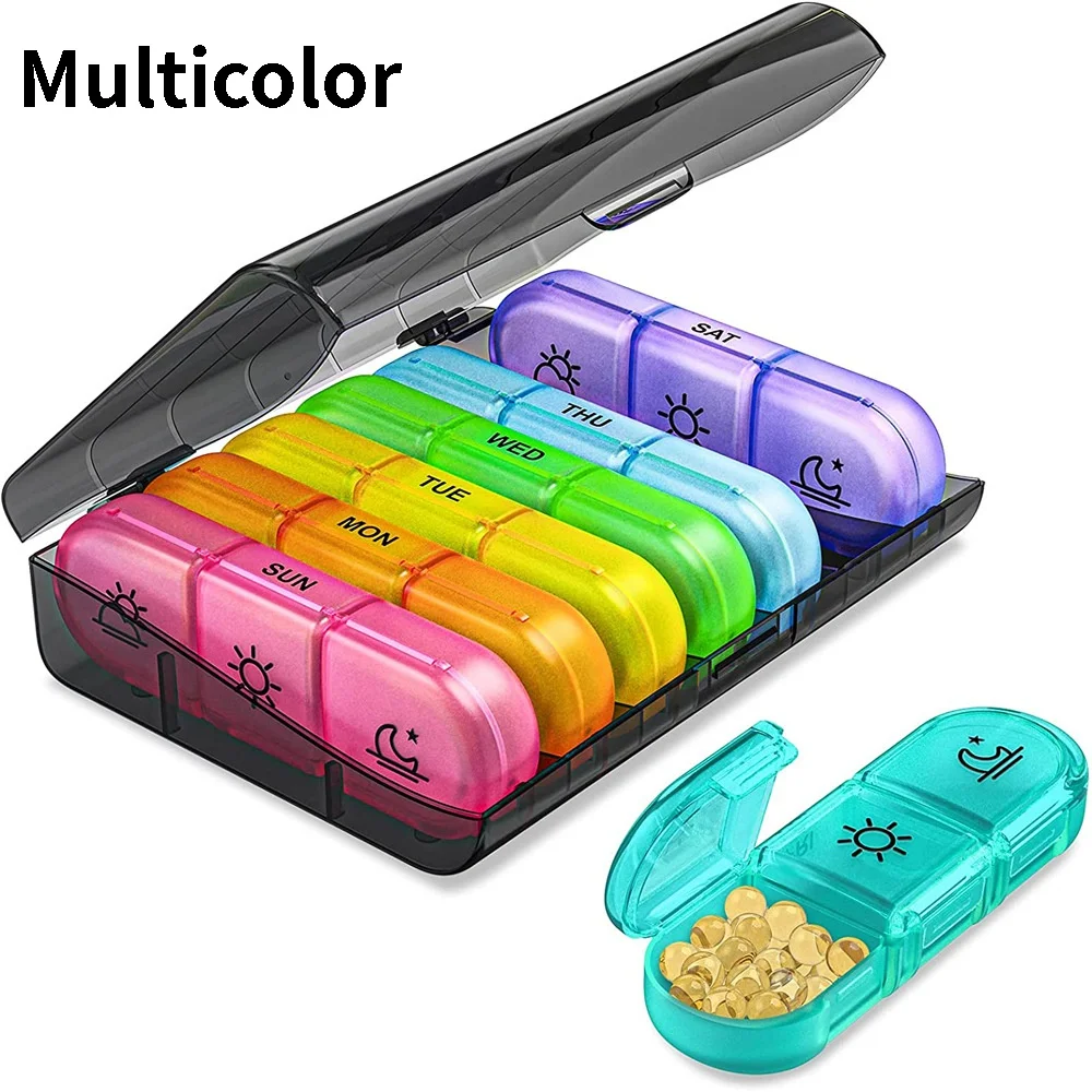 

Pill Box 7 Days Organizer 21 Grids 3 Times One Day Portable Travel Box Compartments Vitamins Medicine Fish Oils Sorting Box